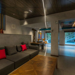 Example of a trendy home theater design in Hyderabad