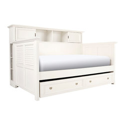 Varsity Kids Bookcase Daybed w/ Trundle - White - Bed Frames