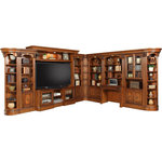 Parker House - Parker House Huntington 11-Piece Entertainment Library Wall in Pecan - Our Huntington Library Wall bears class and high quality while serving as a modular and multi-functional unit. This collection can be configured as an Entertainment Center, Home Office, Bookcase Wall, and Entertainment Bar Wall. By offering a wide variety of custom storage options, this group is sure to suit your individual and household needs. The Huntington system offers durable wood construction in an Antique Vintage Pecan finish and decorative trims, which adds to its stunning Traditional English Style. This group will be sure to infuse your home with an intricate and lustrous feel while providing enhanced functionality.