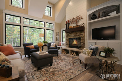 Transitional family room photo in Grand Rapids
