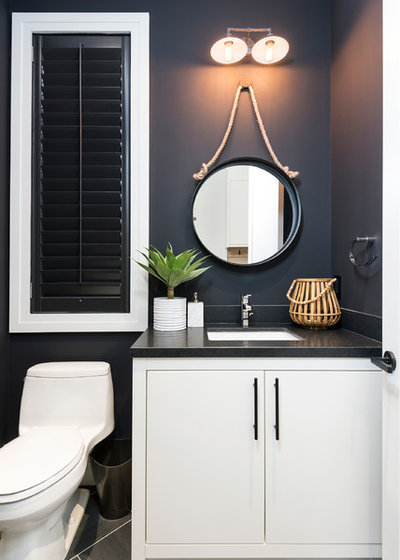 Transitional Powder Room by LB Design