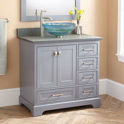 36" QUEN VESSEL SINK VANITY - GRAY - Bathroom Vanities And Sink Consoles