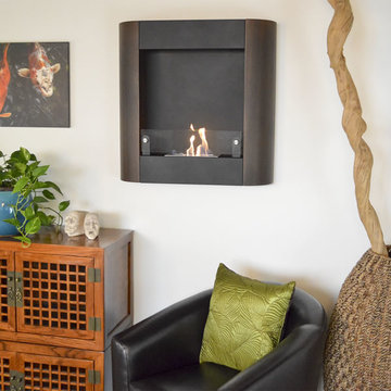 Focolare Muro Rosso Red Wall Mounted Ethanol Fireplace