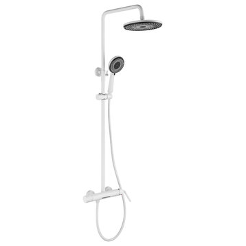 Trendy Design Multi-Function Complete Shower System With Rough-in Valve, Pure Wh