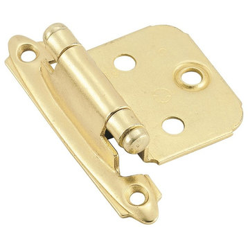 2 Pack, Self-Closing, Face Mount, Variable Overlay Hinge, Polished Brass