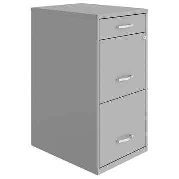 Space Solutions 3 Drawer Modern Metal Organizer File Cabinet in Artic Silver