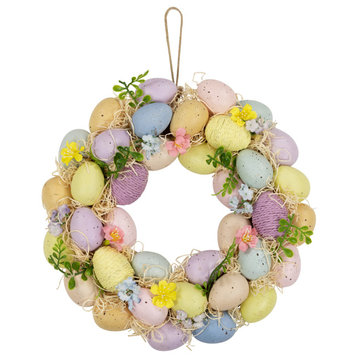 Floral and Easter Egg Spring Wreath 12.5" Multicolor
