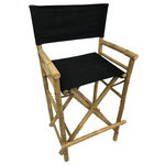Master Garden Products - Bar Height Bamboo Director Chairs, Black Canvas - Our foldable bamboo director chairs are ideal for both the indoors and outdoors, in your home or outdoor patio. Handcrafted with solid bamboo for excellent strength and beauty. These chairs are solidly built with no assembly required. These elegant chairs are ideal for seating in public establishments as well as casual use at home. They are available in a light bamboo color.