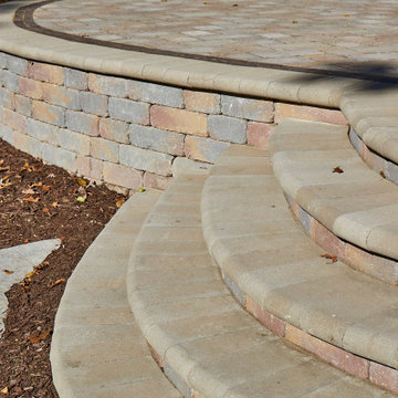 Paver Patio with Rounded Steps and Walkway