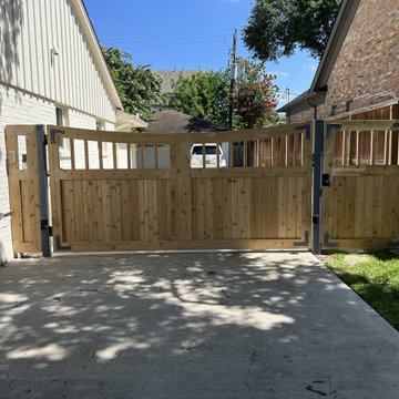 Reversed Arched Wood Gate with Steel Framing