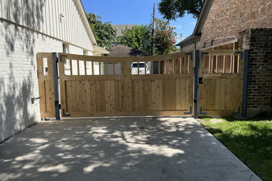 Reversed Arched Wood Gate with Steel Framing