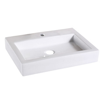 Luxier CS-021 Rectangular Bathroom Ceramic Vessel Sink Art Basin in White