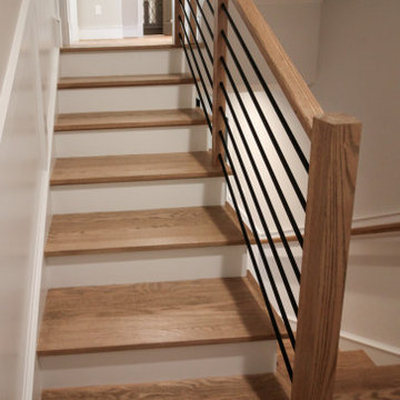 Project #83 | U-Shaped Staircase with Horizontal Black Rod Railing