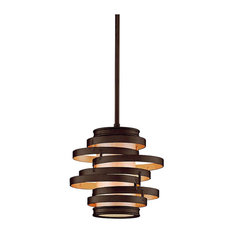 Corbett Vertigo 1 Light Mini Pendant in Bronze / Gold Leaf