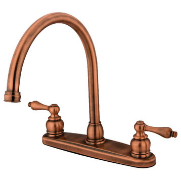Kingston Brass 8" Centerset Kitchen Faucet, Antique Copper