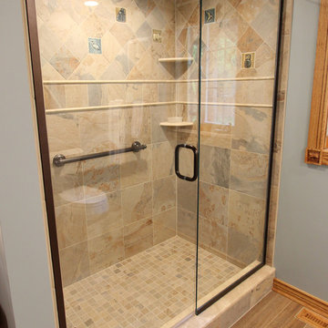 Log Cabin First Floor Bathroom with Tiled Shower ~ Hinckley, OH