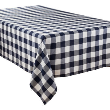 Buffalo Plaid Collection Checked Cotton Tablecloth, Navy Blue, 70"x120"