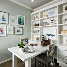 I like the way the desk was added to the bookcases - could do this in H