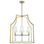 Crystorama - Crystorama 8864-AG 4 Light Chandelier in Aged Brass with Silk - Both timeless and transitional, the minimalist design makes the Baxter ideal for any space in the home. With a distinctive lucite tail and tapered white silk shade, this fixture is a smart choice for a hallway, bathroom, bedroom, or flanked on both sides of a fireplace.