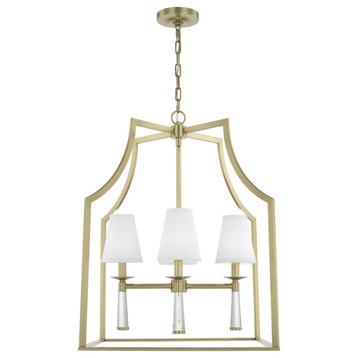 Crystorama 8864-AG 4 Light Chandelier in Aged Brass with Silk
