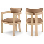 Meridian Furniture - Lavrin Upholstered Dining Arm Chair, Cognac, Vegan Leather, Natural, Set of 2 - Indulge in the allure of the Cognac Lavrin Dining Arm Chair by Meridian Furniture. Its captivating design and luxurious Cognac elevate any space with effortless elegance. Crafted with precision and durability in mind, this stunning piece becomes the focal point of gatherings, fostering moments of connection and warmth. Embrace sophistication and style with the Lavrin Dining Arm Chair, a testament to exquisite taste and timeless beauty.