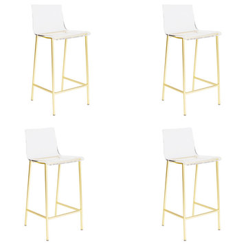 Micheal's Modern Low Back Acrylic Stool With Back Gold Set of 4