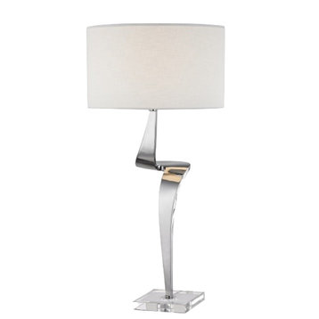 Chrome Swivel Frame Table Lamp With Clear Crystal Base