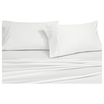 Attached Soft Microfiber Waterbed Sheet Set, White, Single
