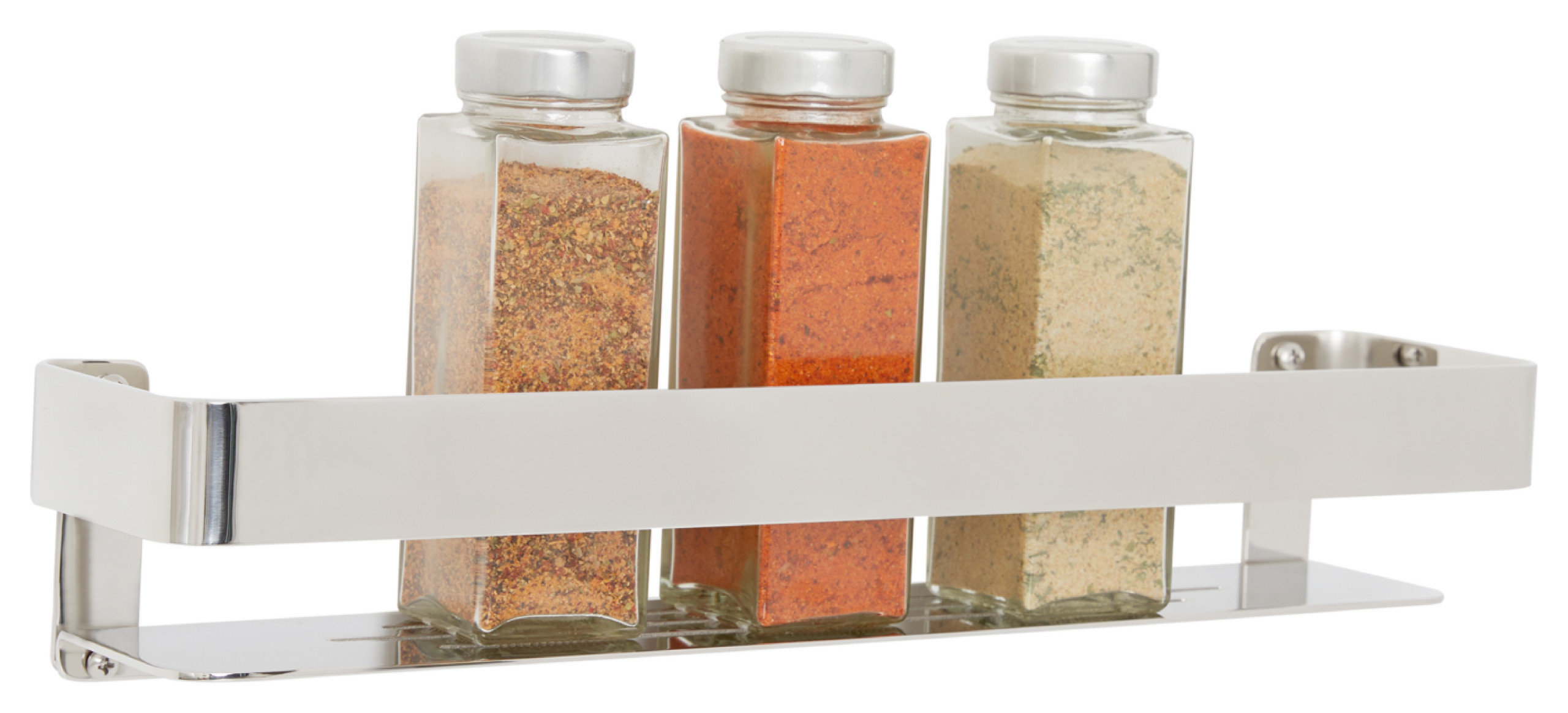 Rectangular Shower Shelf With Rail, Polished