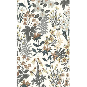 Classical Flower Floral Textured Wallpaper, Grey, Double Roll