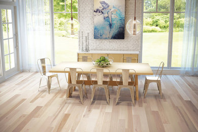 Inspiration for a large transitional light wood floor dining room remodel in Philadelphia with white walls and no fireplace