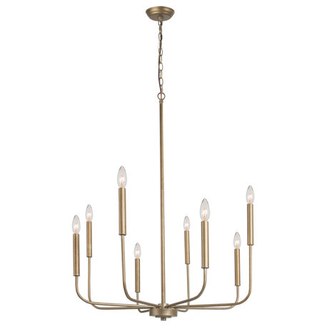 LNC 8-Light Antique Gold Modern and Contemporary Linear Chaderlier 36"H