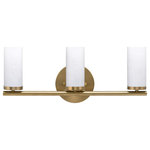 Toltec Lighting - Trinity 3 Light Bath Bar, New Age Brass Finish With 2.5" White Muslin Glass - Enhance your space with the unique Trinity 3-Light Bath Bar. Installation is a breeze - simply connect it to a 120 volt power supply and enjoy. Achieve the perfect ambiance with its dimmable lighting feature (dimmer not included). This energy-efficient light is LED compatible, adding convenience to your lighting choices. Suitable for use with candelabra base bulbs, enjoy easy and seamless set up. Cleaning is a breeze, just use a damp cloth as no chemicals are needed. With its streamlined hardwired design, rest assured that this product is made to last. It's suitable for damp locations and boasts a durable glass shade that ensures even light diffusion. Explore the range of finish and color options to find the perfect match for your space.
