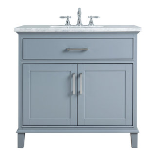 Leigh Gray Single Sink Bathroom Vanity, 36" - Transitional - Bathroom