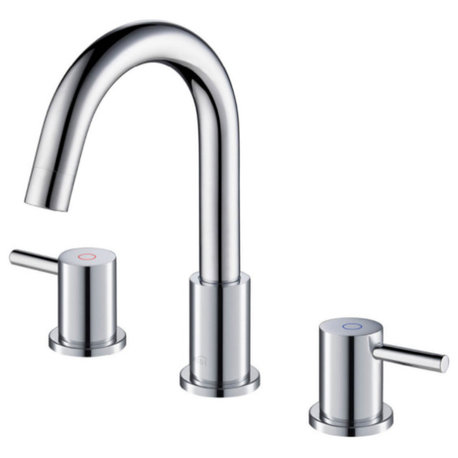 Circular Widespread Sink Faucet With Pop-Up Drain, Chrome