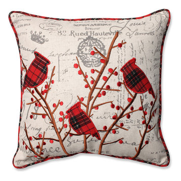 Holiday Embroidered Cardinals Throw Pillow
