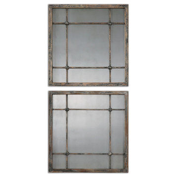 Uttermost 13845 Saragano Set of (2) 19" Square Rustic Farmhouse - Aged Ivory