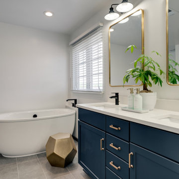Blue Transitional Master Bathroom Woodbridge, VA