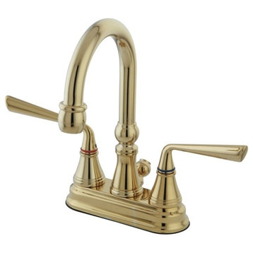Two Handle 4" Centerset Lavatory Faucet with Brass Pop-up KS2612ZL