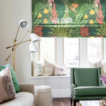 Leaves and Flowers Quick Fix Washable Flat Fold Roman Shades, Window Blinds