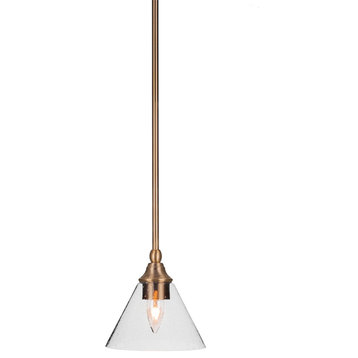 Stem 1-Light Pendant with Hang Straight Swivel, New Age Brass/Clear Bubble