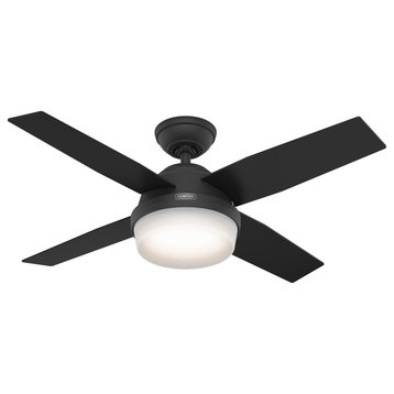 Hunter 44" Dempsey Matte Black Ceiling Fan, LED Kit, Remote