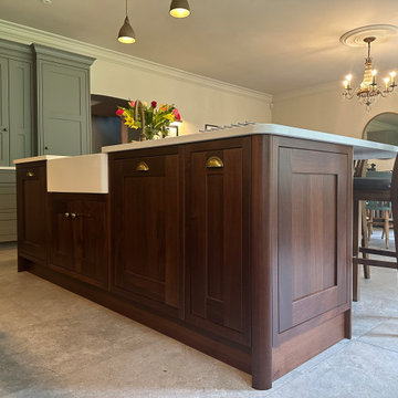 Inframe Green and Walnut kitchen in period property