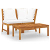 vidaXL Patio Lounge Set Sectional Sofa with Cushions 3 Piece Solid Acacia Wood