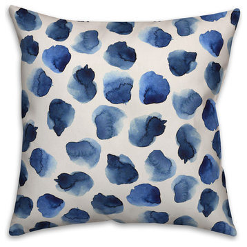 Blue Watercolor Dots 18x18 Throw Pillow