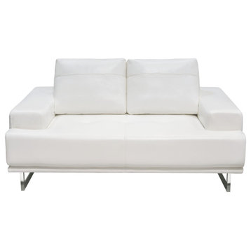 Russo Loveseat  Adjustable Seat Backs in White Air Leather