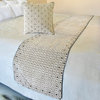Grey Velvet Full 68"x18" Bed Runner With Pillow Cover, Beaded - The Brick Effect