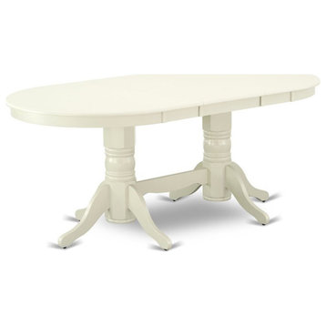 Bowery Hill Oval Traditional Wood Dining Table in Linen White