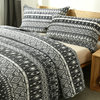 Aztec Stripes Quilted Coverlet Bedspread Set, Black and White, King