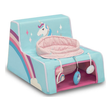 Delta Children Unicorn Fabric Sit & Play Portable Activity Seat in Blue